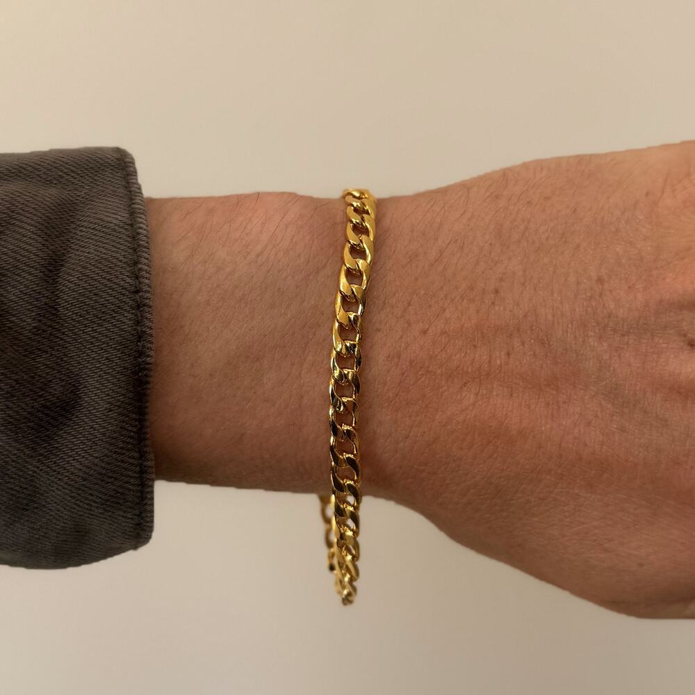 Y2K Gold Cuban Chain Bracelet – Stainless Steel, 8–9", Unisex, Brand New